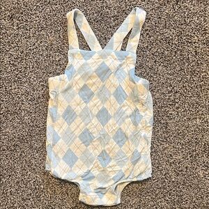 Angel Dear Blue and White Bamboo Romper
